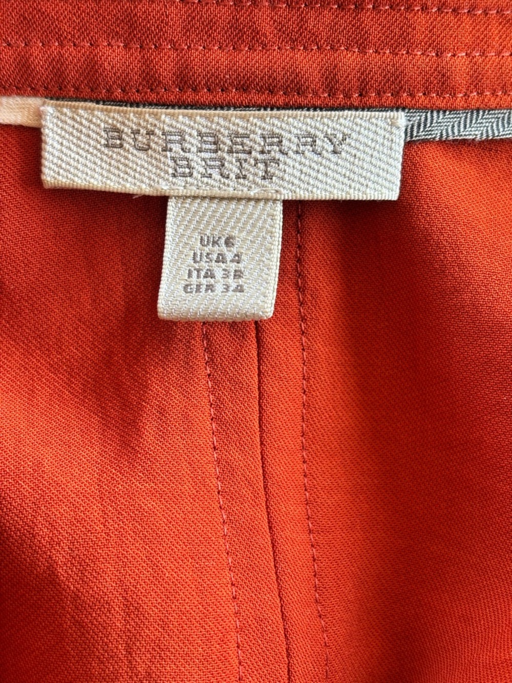 Burberry Burnt Orange Sleeveless Shirt Dress | Snap Button Mini, Pockets - Picture 7 of 9